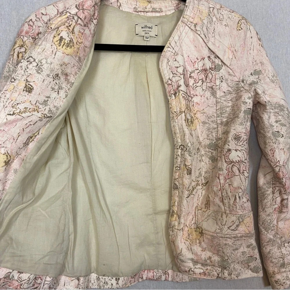 Wilfred Aritzia 100% Linen Floral Open blazer Sz 0 - Picture 4 of 10